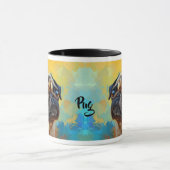 Mug Peinture impressionniste pour chien de Carlin colo (Centre)