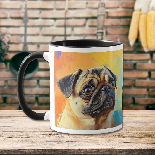 Mug Peinture impressionniste pour chien de Carlin colo