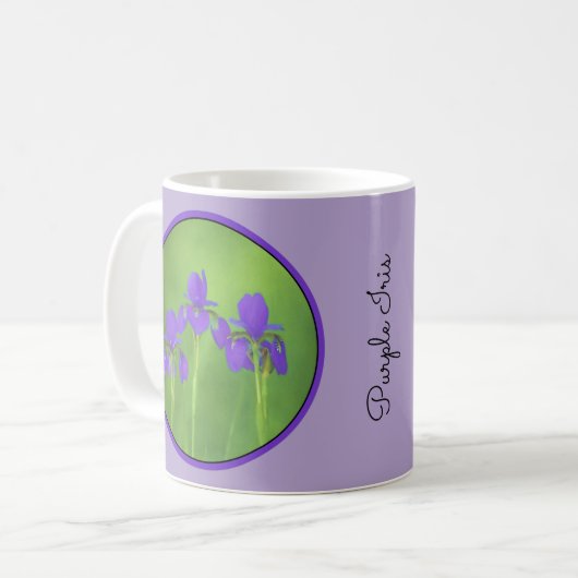 Mug Peinture Iris Violet - Art Fleur Originale (Devant gauche)