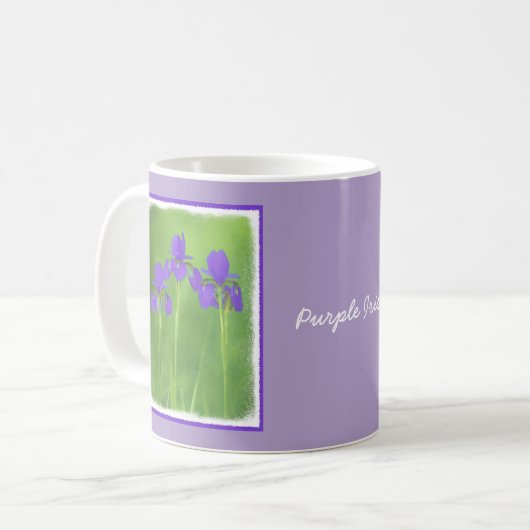 Mug Peinture Iris Violet - Art Fleur Originale (Devant gauche)