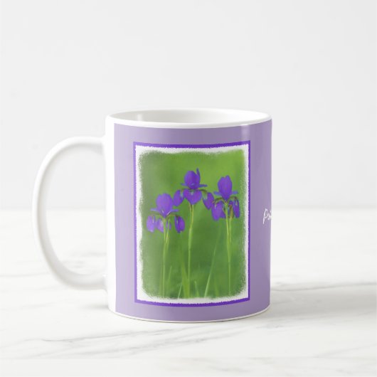 Mug Peinture Iris Violet - Art Fleur Originale (Gauche)