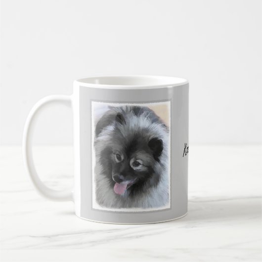 Mug Peinture Keeshond Bailey - Cute Original Chien Art (Gauche)