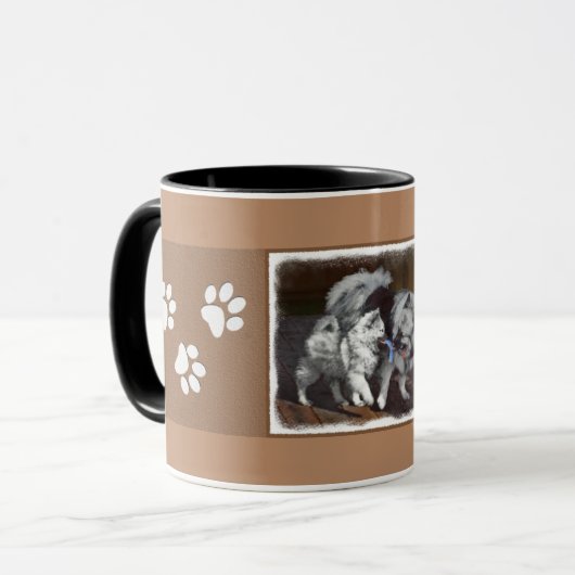 Mug Peinture Keeshond Playtime - Jolie art original ch (Devant gauche)