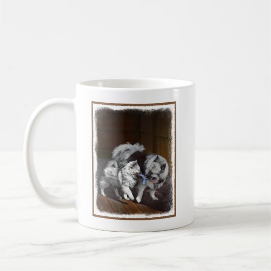Mug Peinture Keeshond Playtime - Jolie art original ch (Gauche)