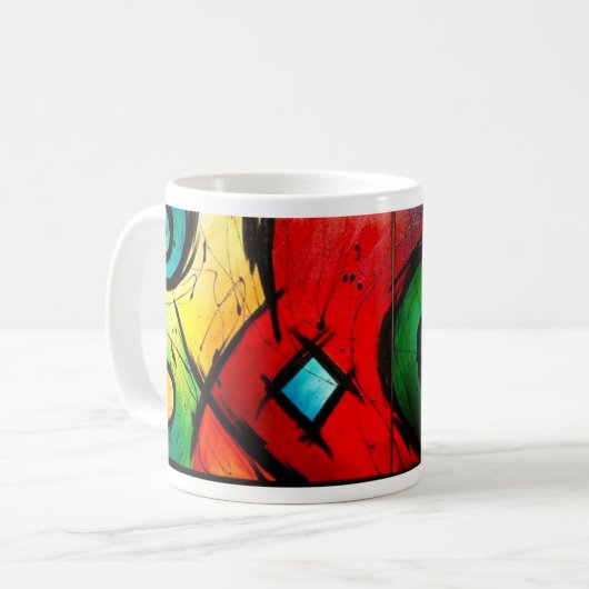 Mug Peinture lumineuse géniale d'art abstrait (Devant gauche)