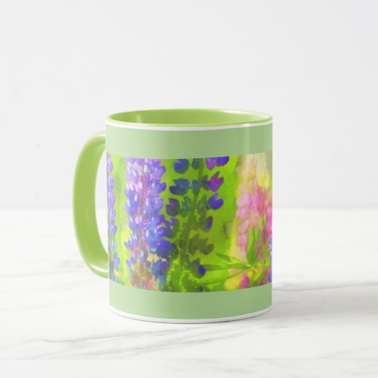 Mug Peinture Lupine - Art Fleur Original (Devant gauche)