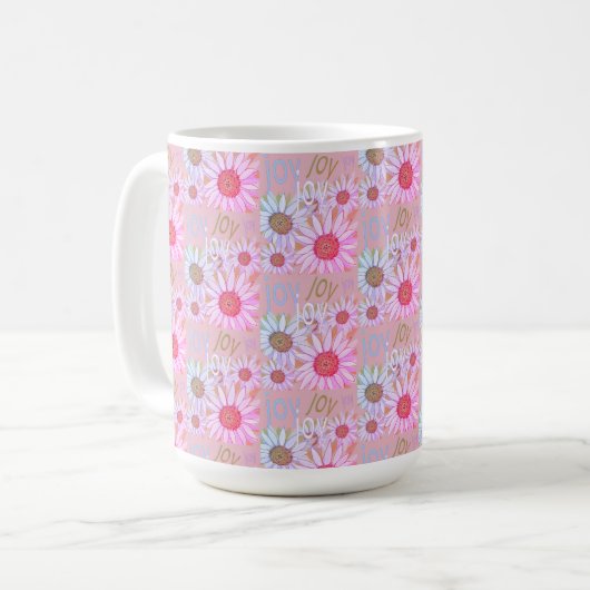 Mug Peinture Motif de la marguerite rose et blanc du p (Devant gauche)