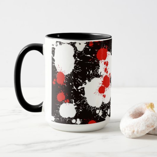 Mug Peinture noire, blanche et rouge (Avec donut)