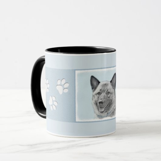 Mug Peinture norvégienne Elkhound - Art original Chien (Devant gauche)