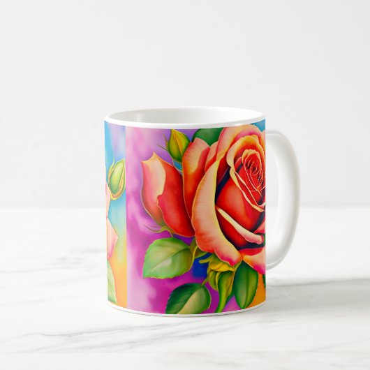 Mug Peinture numérique à Rose coloré (Devant droit)