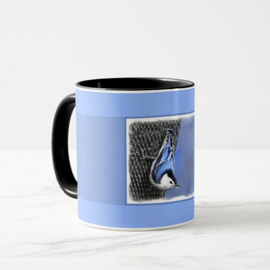 Mug Peinture Nuthatch à poitrine blanche Art original (Devant gauche)