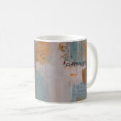 Mug Peinture orange, blanche et turquoise abstraite (Devant droit)