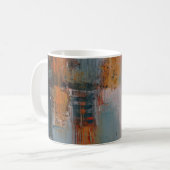 Mug Peinture orange, blanche et turquoise abstraite (Devant gauche)