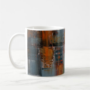 Mug Peinture orange, blanche et turquoise abstraite