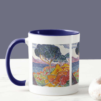 Mug Peinture paysagère colorée Vintage Mountain