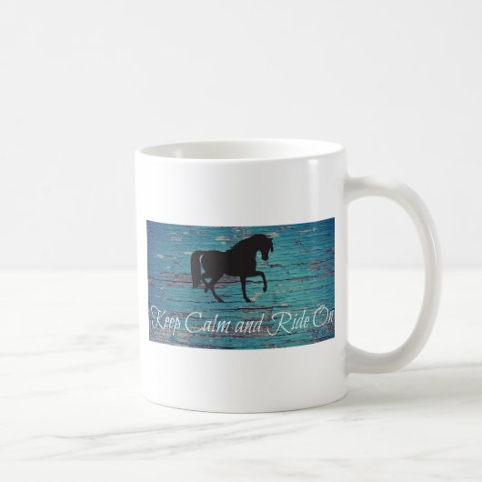 Mug Peinture peinte bleue Maintenez le calme et marche (Droite)