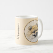 Mug Peinture Poméranienne (orange) - Art Chien origina (Devant droit)