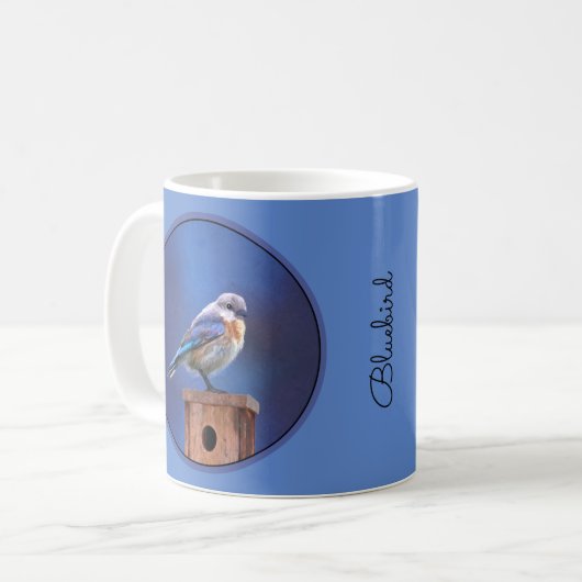 Mug Peinture pour oiseaux bleus (femelle) - Art origin (Devant gauche)
