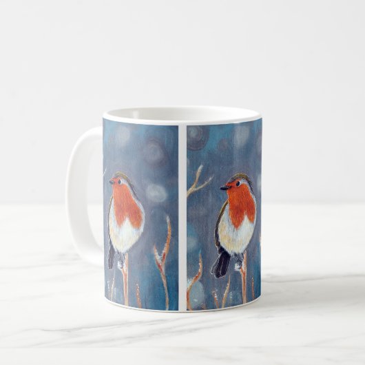 Mug Peinture Robin d'hiver (Devant gauche)