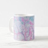 MUG PEINTURE ROSE ET ABSTRAITE TURQUOISE (Devant gauche)