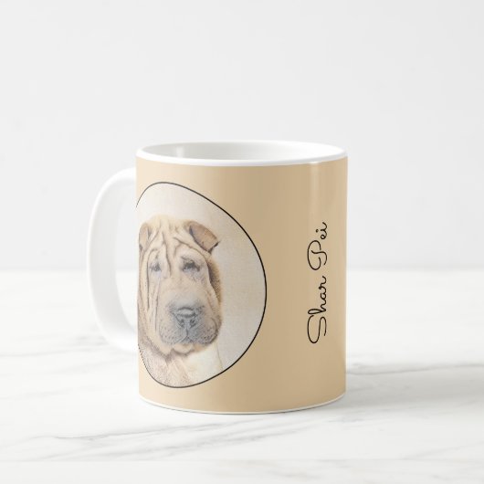 Mug Peinture Shar Pei - Cute Original Chien Art (Devant gauche)