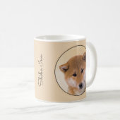 Mug Peinture Shiba Inu (Rouge) - Art Chien original (Devant droit)