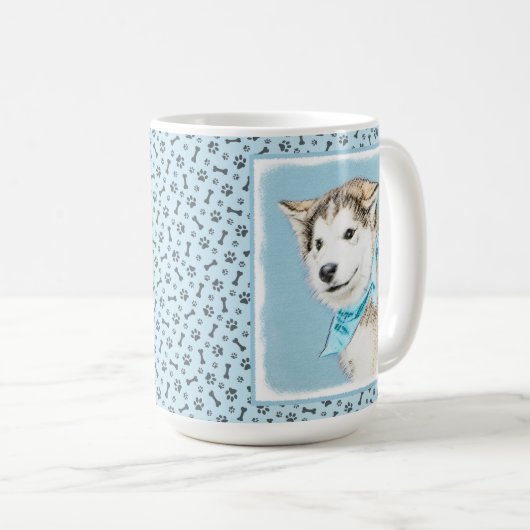 Mug Peinture Sibérienne Husky Puppy - Art Chien origin (Devant droit)