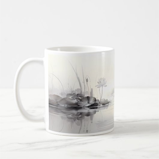 Mug Peinture Simple De Fleur De Lotus (Gauche)