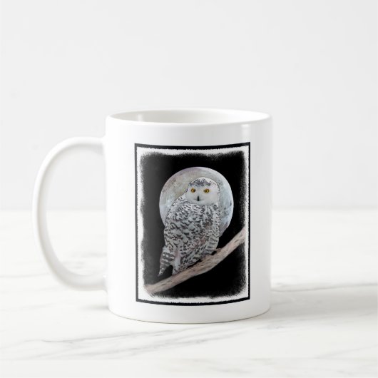 Mug Peinture sur la Chouette neigeuse et la Lune - Art (Gauche)