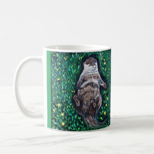 Mug Peinture sur la loutre de rivière relaxante (Gauche)