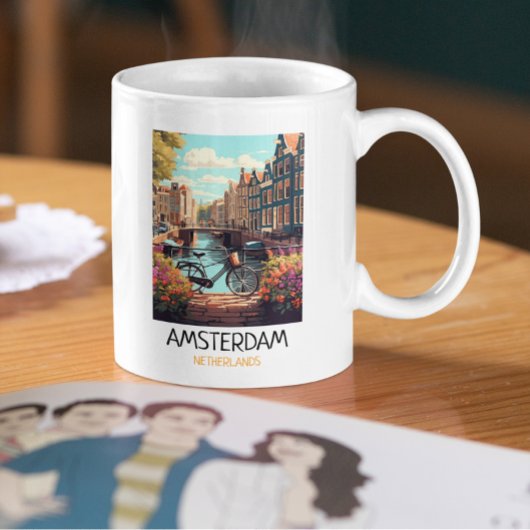 Mug Peinture vintage d'Amsterdam Pays-Bas