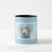 Mug Peinture Weimaraner - Beau art original de chien (Centre)