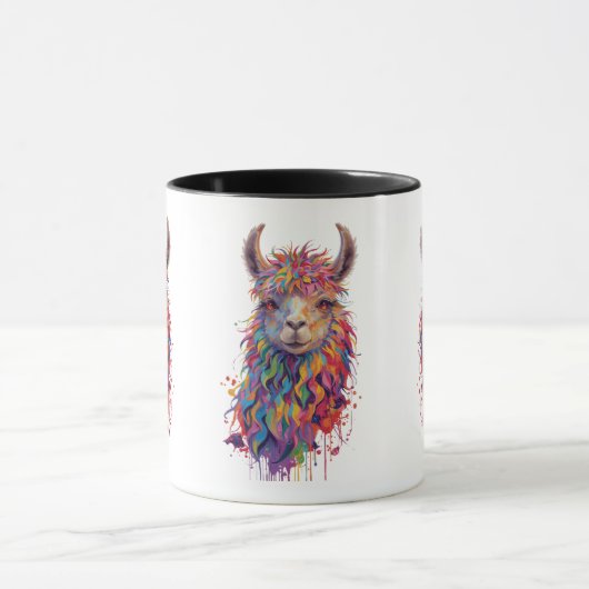 Mug Peinture Whimsical Rainbow Llama (Centre)