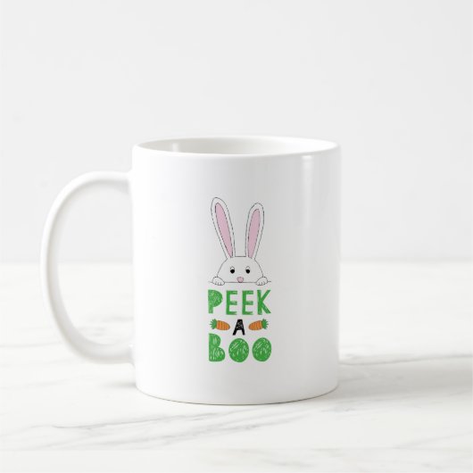 Mug Peking rose et blanc Bunny Pâques Peek-A-Boo (Gauche)