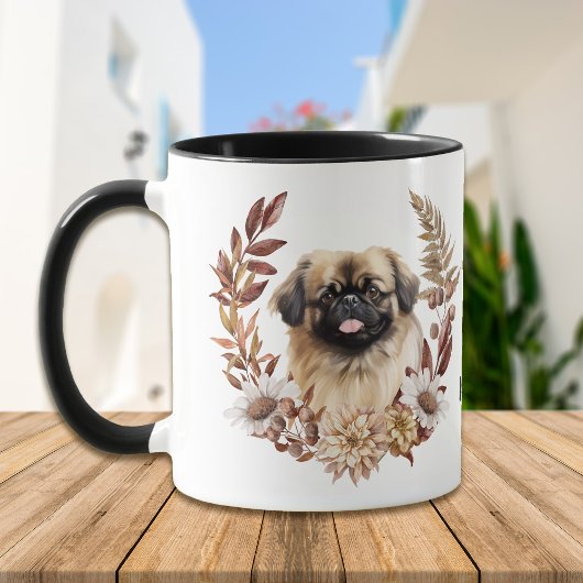 Mug Pekingese Chien - couronne d'automne
