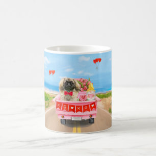 Mug Pekingese Chien Saint Valentin Coeurs de Camion