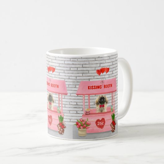 Mug pekingese Chien Valentine's Day Kissing Booth (Devant droit)