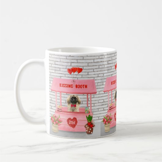Mug pekingese Chien Valentine's Day Kissing Booth (Gauche)
