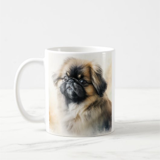 Mug Pekingese chiot Aquarelle Peinture (Gauche)