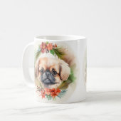 Mug Pekingese Christmas Wreath Festive Pup (Devant gauche)