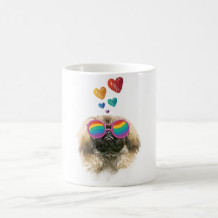 Mug Pekingese Dog with Hearts Saint-Valentin
