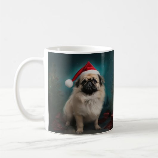 Mug Pékinois dans la neige de Noël (Gauche)