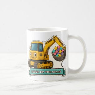 Mug Pelle jaune souriante ramassant les étoiles