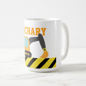 Mug Pelle Orange, Véhicule de Construction, Pour les e (Devant droit)