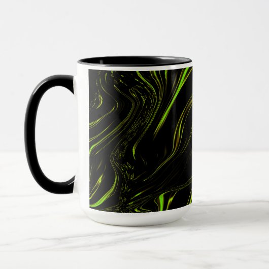 Mug Pelouse dorée, vert ondulé longues traces sur fond (Gauche)