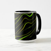 Mug Pelouse dorée, vert ondulé longues traces sur fond (Devant droit)