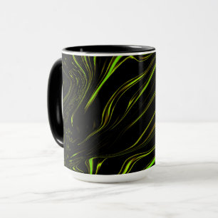 Mug Pelouse dorée, vert ondulé longues traces sur fond