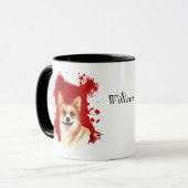 Mug Pembroke Corgi Arrière - plan Abstrait rouge (Devant gauche)
