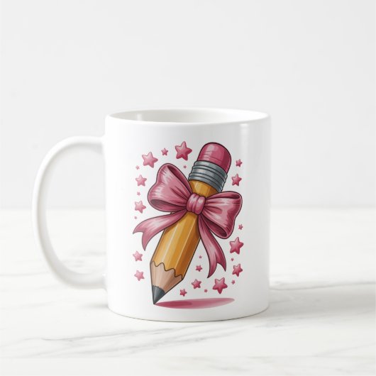 Mug Pencil Coquette Bow Enseignant Appréciation School (Gauche)