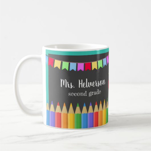 Mug Pencils couleur tableau noir Nom et qualité de l'e (Gauche)